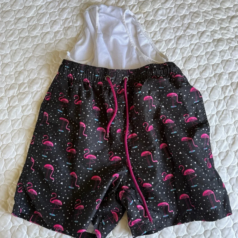 Flamingo Swim Trunks Lined in Black Men's‎ Size Small